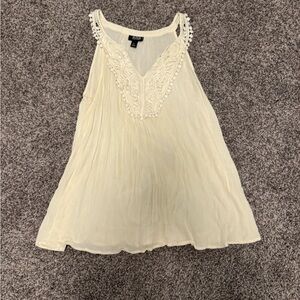 A.N.A Cream Boho Lace V-Neck Tank Top